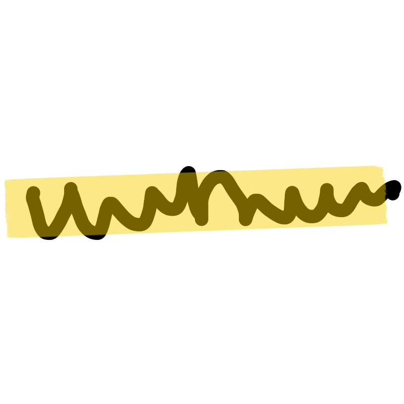 A black squiggle with a semi-transparent yellow rectangle covering most of it